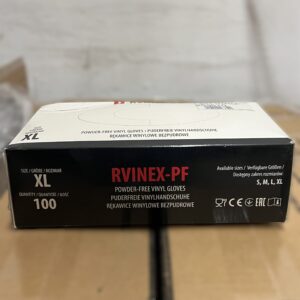 Rękawice winylowe bezpudrowe RVINEX-PF XL opakowanie 100 szt. - obrazek 2